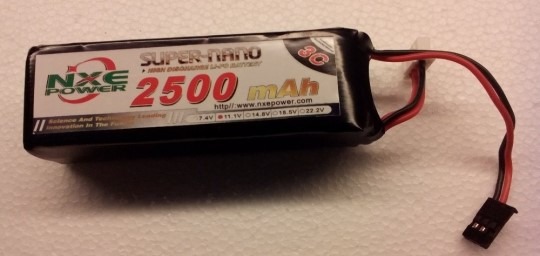 Li-Po batteri 11,1 volt 3 celler til sendere 2500 mAh